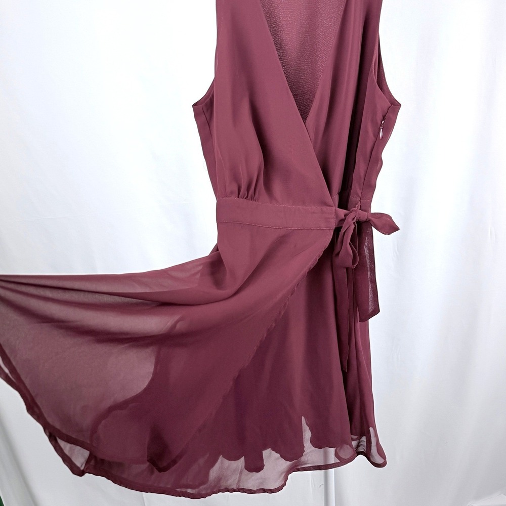 Forever 21 Mauve Dusty Rose Sleeveless Wrap Ruffle Midi Dress